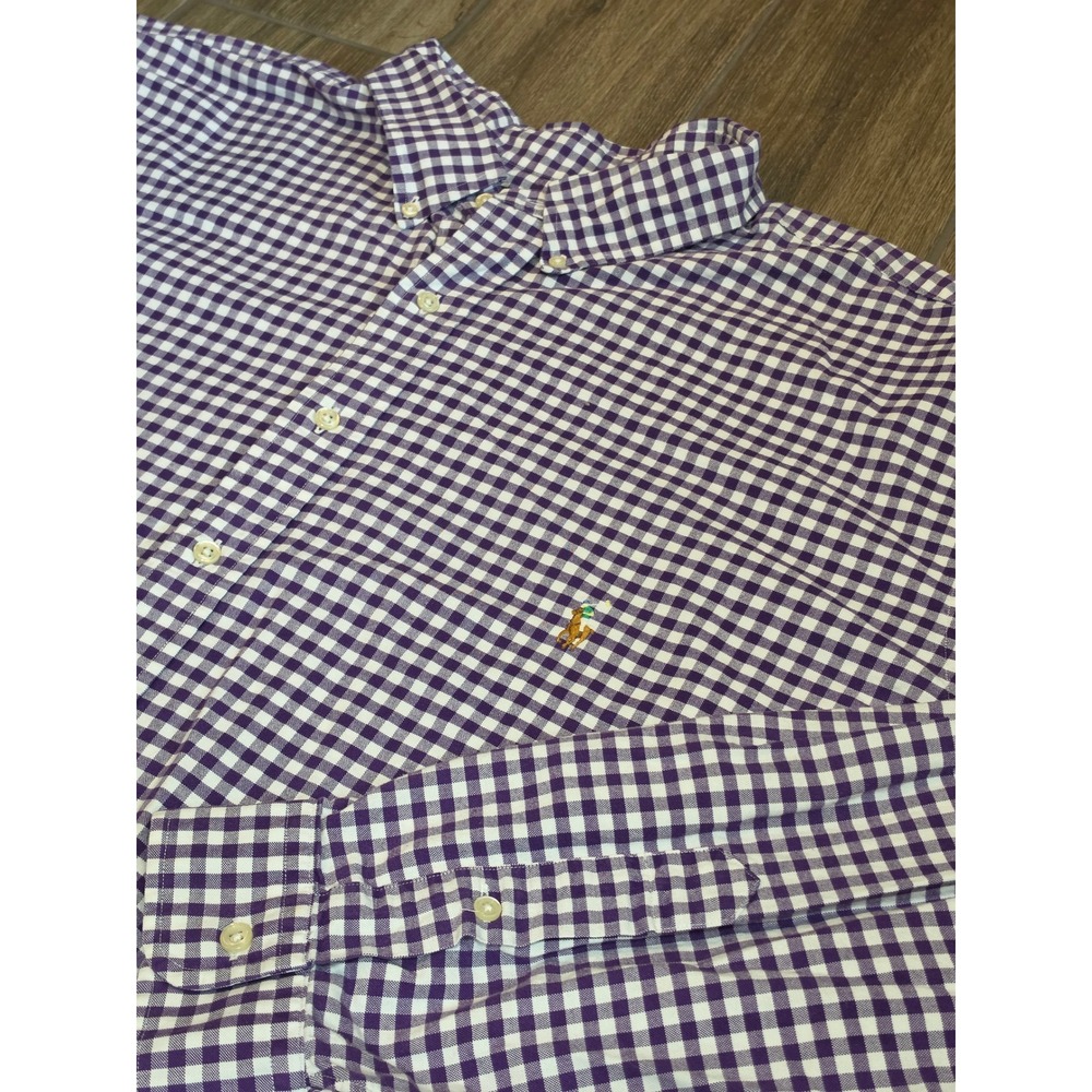 Polo Ralph Lauren Mens 3XLT Purple Gingham Stretch Oxford Button Down Shirt